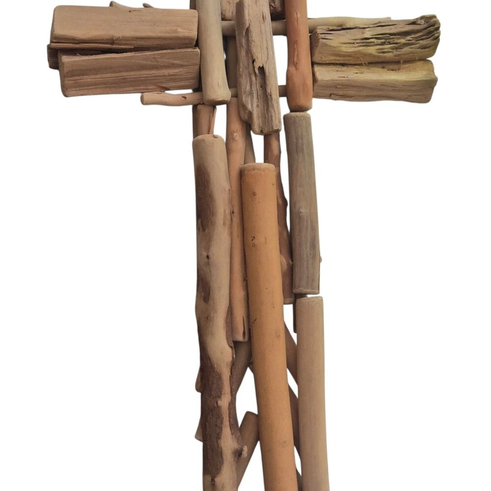 Rustic Driftwood Cross Wall Decor Metal Accent 17 Inch - Picture 12 of 14